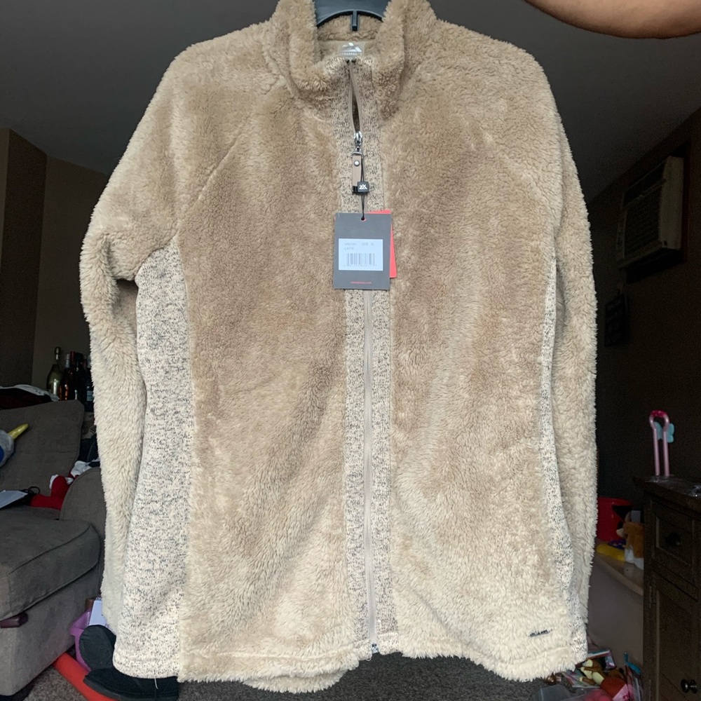 ZeroXposur Furry Latte colored full zip jacket • never worn • extra large •